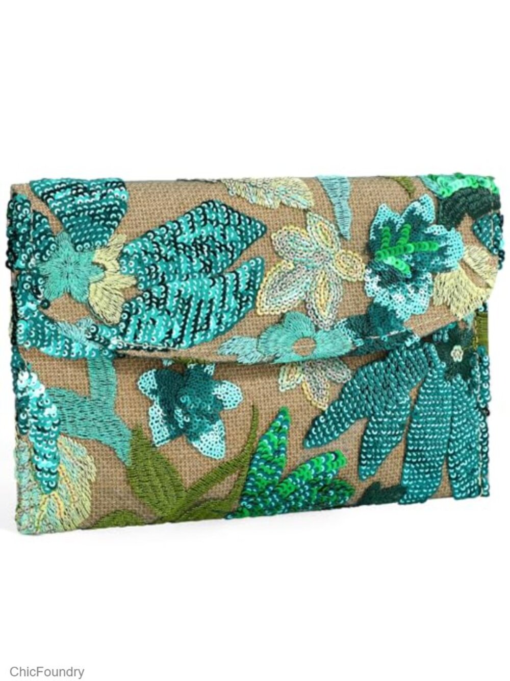 Embroidered Sequin Beaded Floral Evening Clutch Purse Women